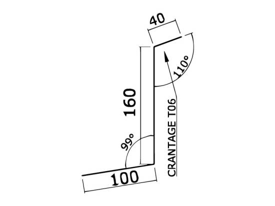 Vue de coupe Solin bac acier 2ml laqué 25µ (5 ondes)