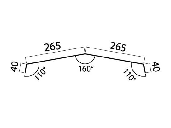 Vues de coupe :  Faitière tole crantée 2ml pour bipente (5 ondes)
