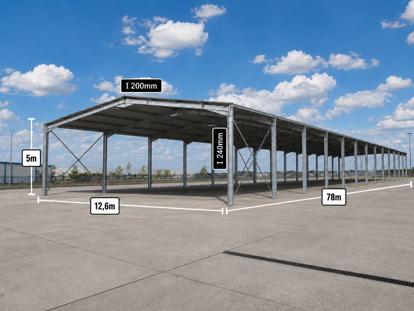 Hangar industriel en kit 1000m²