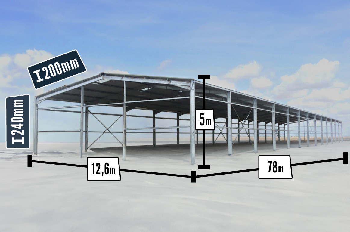 Bâtiment ouvert en kit 1000m²