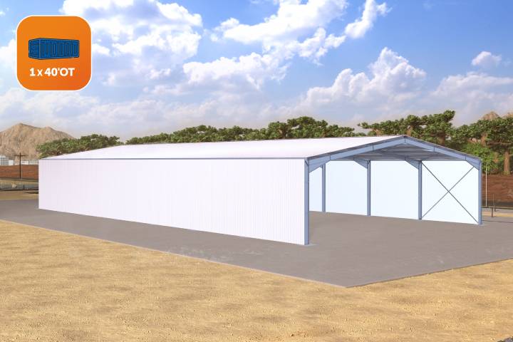 Bâtiment indusriel en kit de 988.8m² bardé de 3 côtés