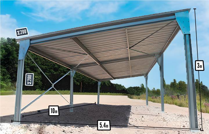 garage monopente en kit - camping-car, voiture, etc. - 54m²