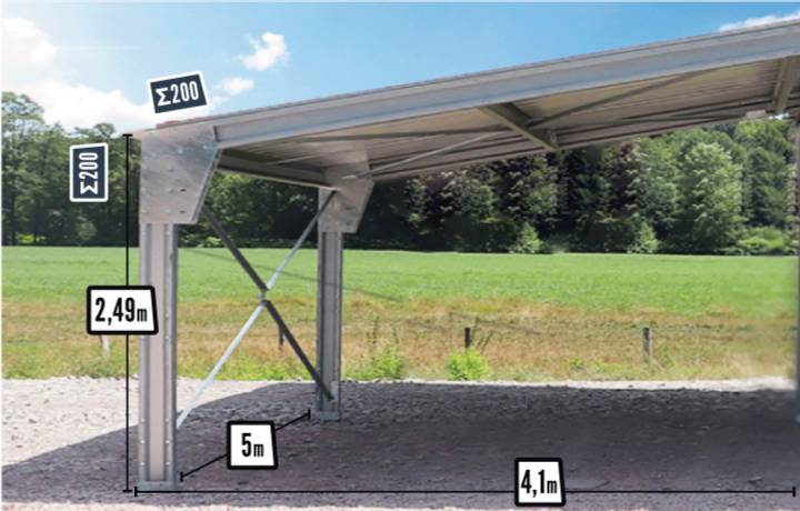 Appentis en kit 4.1x5x2.49m pour abri de jardin ou garage