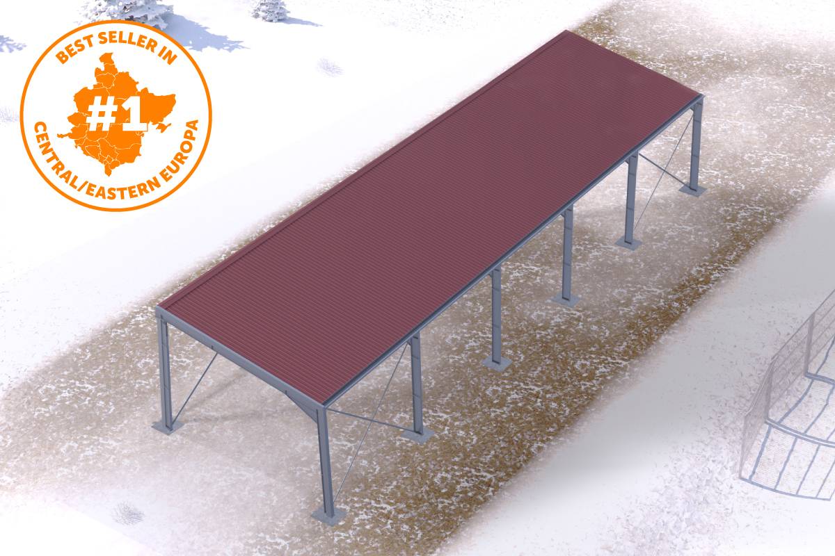 Galvanized reinforced building 250m² for heavy snow load