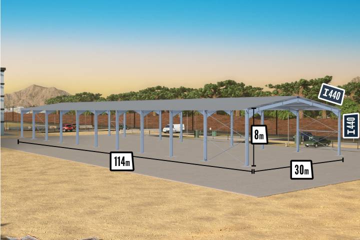 Dimensions d'un batiment ouvert pour l'agroalimnetaire
