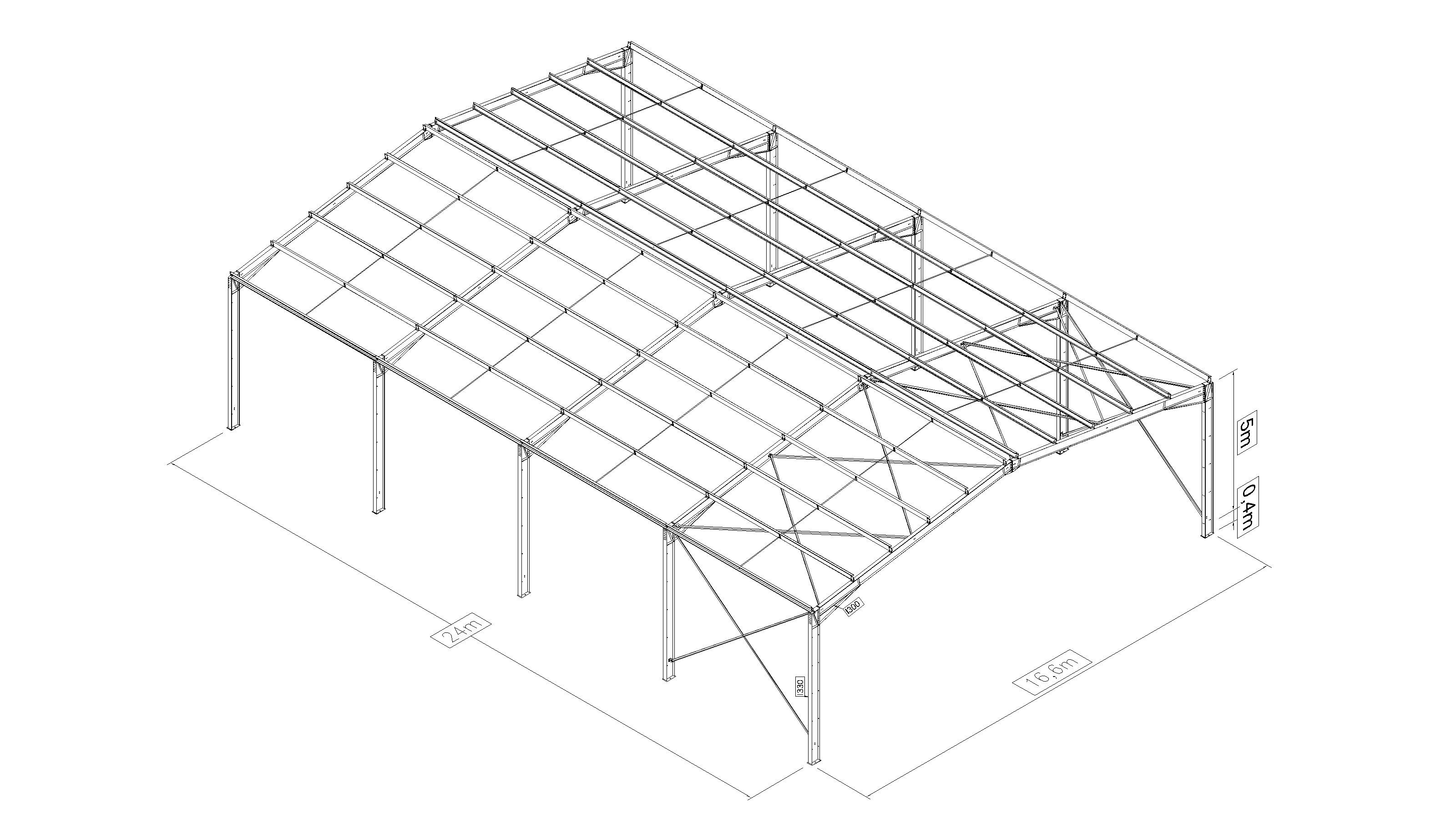 Open building 400m² - up to 400m altitude | Easysteelsheds.com