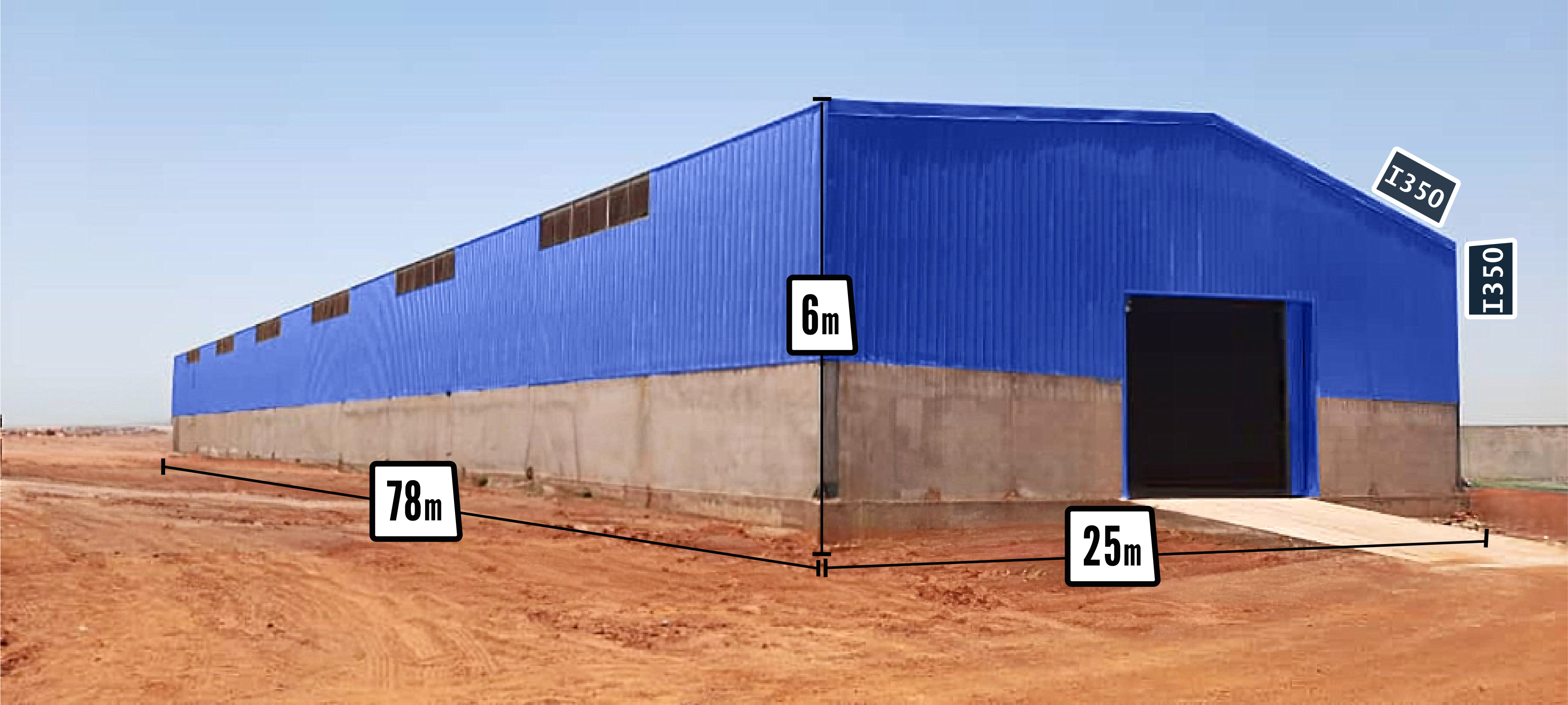Dimensions bâtiment fermé pour secteur agroalimentaire