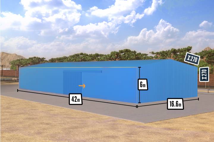 Bâtiment en kit galvanisé bardage 4 côtés 700m²