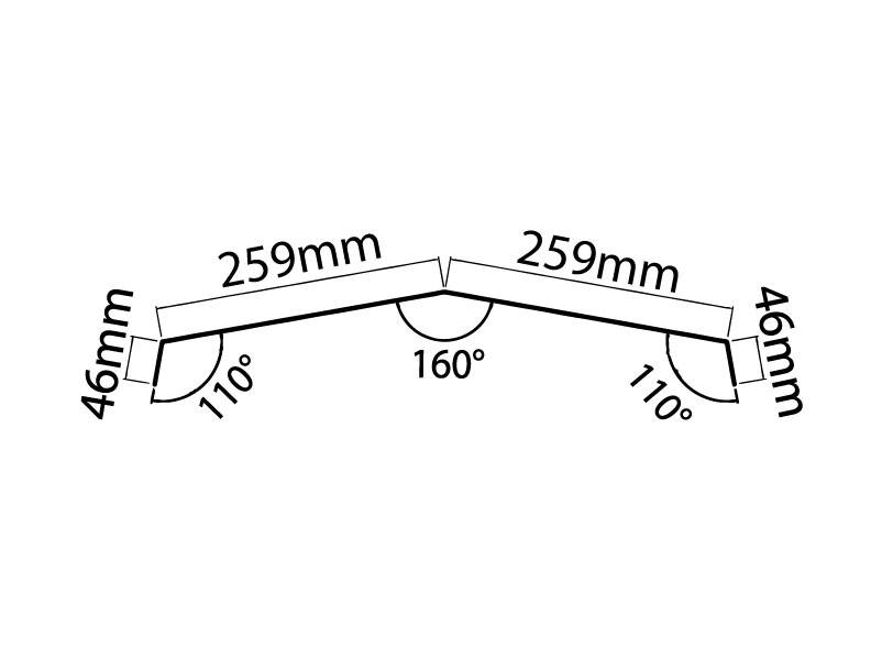 Vue de coupe Faitière tole crantée 2ml pour bipente (4 ondes)