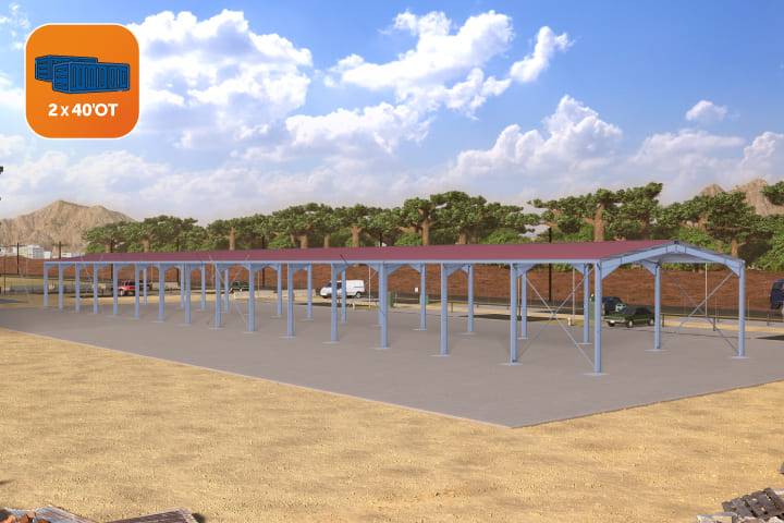 Dimensions bâtiment galvanisé a d'une surface de stockage de 1209.6m²