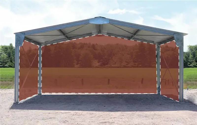 Abri en kit métallique bardé sur 3 côtés